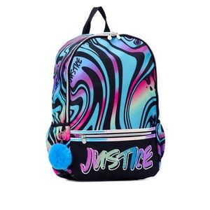 NWT Justice Multicolor swirl Girls Backpack Size Medium 17”